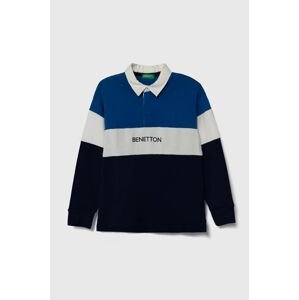 Detská bavlnená košeľa s dlhým rukávom United Colors of Benetton s nášivkou