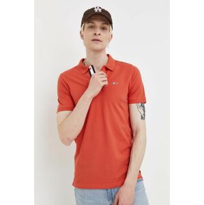 Bavlnené polo tričko Tommy Jeans oranžová farba, jednofarebné