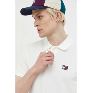 Bavlnené polo tričko Tommy Jeans béžová farba, jednofarebné