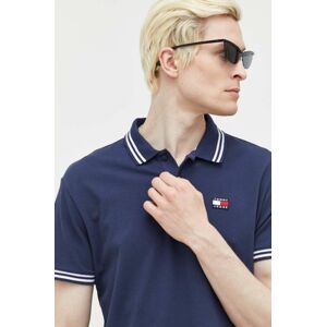 Bavlnené polo tričko Tommy Jeans tmavomodrá farba, vzorované