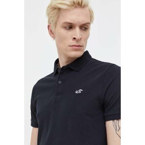 Polo tričko Hollister Co. pánsky, čierna farba, jednofarebný