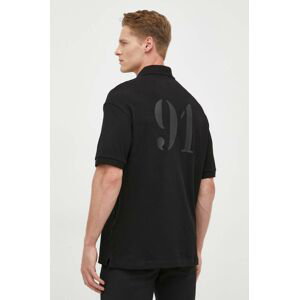 Bavlnené polo tričko Armani Exchange čierna farba, s potlačou