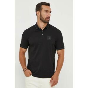 Bavlnené polo tričko Armani Exchange čierna farba, jednofarebné