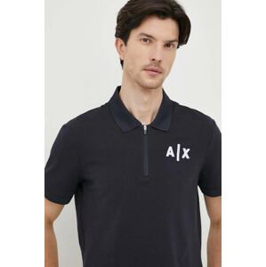 Bavlnené polo tričko Armani Exchange tmavomodrá farba, s nášivkou