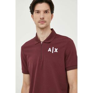 Bavlnené polo tričko Armani Exchange bordová farba, s nášivkou