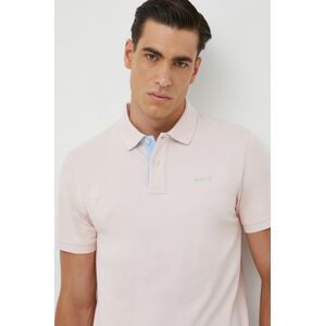 Polo tričko Gant pánsky, ružová farba, jednofarebný