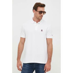 Polo tričko Tommy Hilfiger pánsky, biela farba, s nášivkou