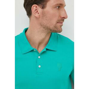 Polo tričko Karl Lagerfeld pánsky, zelená farba, jednofarebný
