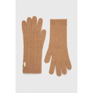 Vlnené rukavice Polo Ralph Lauren béžová farba