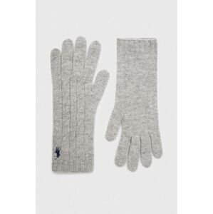 Vlnené rukavice Polo Ralph Lauren šedá farba