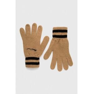 Vlnené rukavice Moschino béžová farba