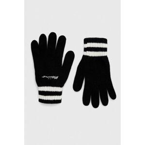 Vlnené rukavice Moschino čierna farba