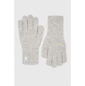 Vlnené rukavice Samsoe Samsoe šedá farba