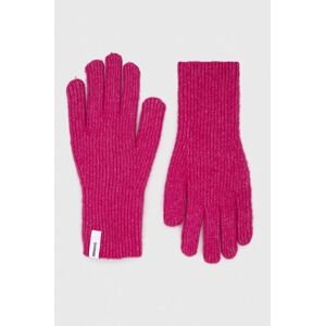 Vlnené rukavice Samsoe Samsoe ružová farba