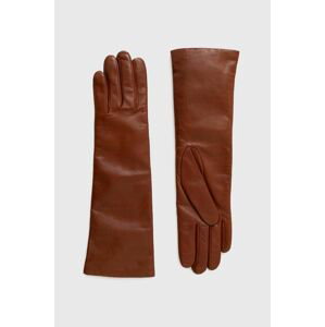 Kožené rukavice Weekend Max Mara dámske, hnedá farba