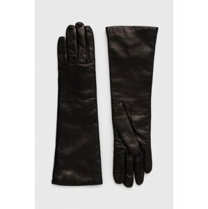 Kožené rukavice Weekend Max Mara dámske, čierna farba