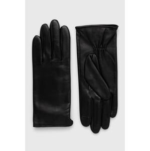 Kožené rukavice BOSS dámske, čierna farba
