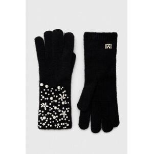 Vlnené rukavice Marciano Guess čierna farba