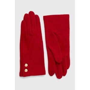 Vlnené rukavice Lauren Ralph Lauren červená farba