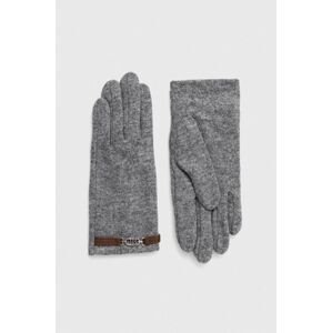 Vlnené rukavice Lauren Ralph Lauren šedá farba