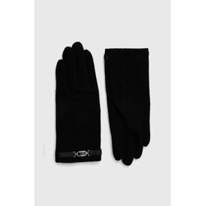 Vlnené rukavice Lauren Ralph Lauren čierna farba