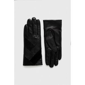 Kožené rukavice Morgan dámske, čierna farba