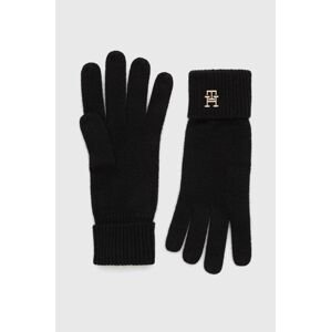 Kašmírové rukavice Tommy Hilfiger čierna farba