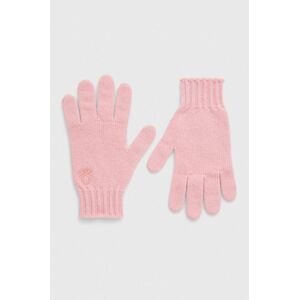 Detské vlnené rukavice United Colors of Benetton ružová farba