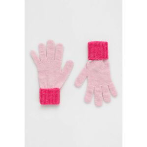 Detské rukavice s prímesou vlny United Colors of Benetton ružová farba