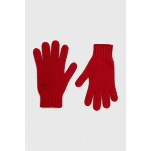 Detské vlnené rukavice United Colors of Benetton červená farba