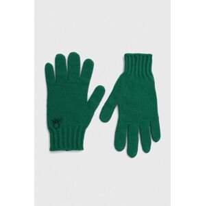 Detské vlnené rukavice United Colors of Benetton zelená farba