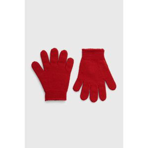 Detské vlnené rukavice United Colors of Benetton červená farba
