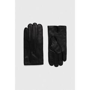 Kožené rukavice Polo Ralph Lauren pánske, čierna farba