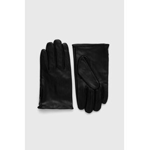 Kožené rukavice Sisley čierna farba