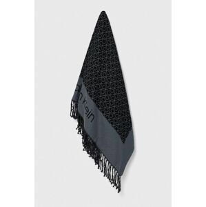 Šál Calvin Klein dámsky, čierna farba, vzorovaný