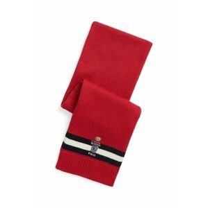Detský šál Polo Ralph Lauren červená farba, s nášivkou