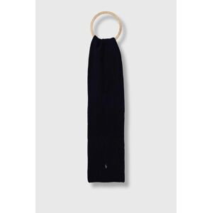 Vlnený šál Polo Ralph Lauren tmavomodrá farba, jednofarebný