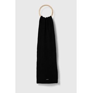 Vlnený šál Calvin Klein čierna farba, melanžový