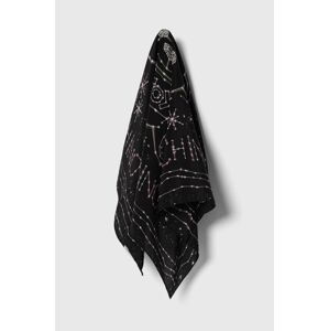 Hodvábna šatka Moschino čierna farba, vzorovaná
