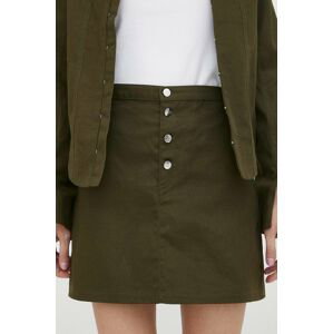 Rifľová sukňa Résumé zelená farba, mini, rovný strih