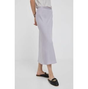 Sukňa Calvin Klein fialová farba, midi, áčkový strih