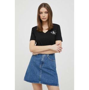 Rifľová sukňa Calvin Klein Jeans mini, áčkový strih
