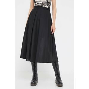 Bavlnená sukňa Dkny čierna farba, midi, áčkový strih