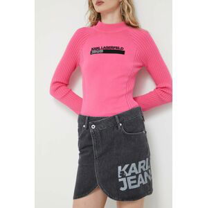 Rifľová sukňa Karl Lagerfeld Jeans čierna farba, mini, rovný strih