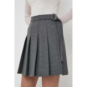Vlnená sukňa Weekend Max Mara šedá farba, mini, áčkový strih
