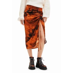 Sukňa Desigual 23WWFW07 WOMAN WOVEN SKIRT LONG oranžová farba, midi, rovný strih