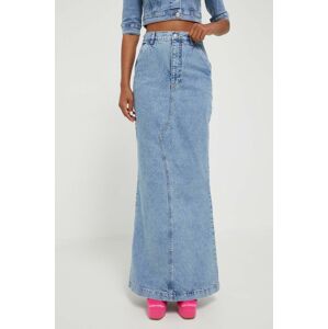 Rifľová sukňa Moschino Jeans maxi, áčkový strih