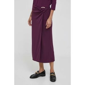 Sukňa Sisley fialová farba, midi, rovný strih