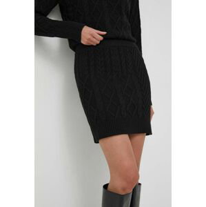 Vlnená sukňa Sisley čierna farba, mini, puzdrová