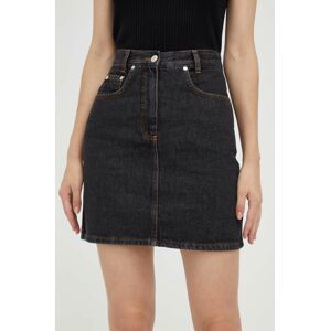 Rifľová sukňa Moschino Jeans čierna farba, mini, rovný strih